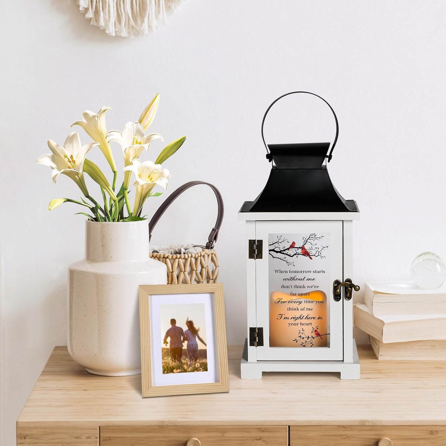Memorial Lantern, Bereavement Sympathy Gifts for Loss of Loved One Mother Father, Bereavement Gifts Thoughtful Funeral Gifts in Memory of Loved One with LED Candle
