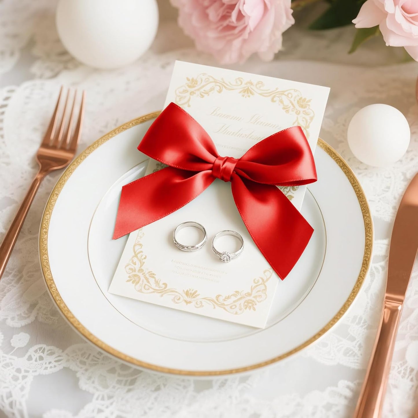 1 inch x 25 Yards Double Faced Red Satin Ribbon, Polyester Ribbon for Christmas Gift Wrapping, Weddings Party, Hair Bow, Invitation Decorations and More