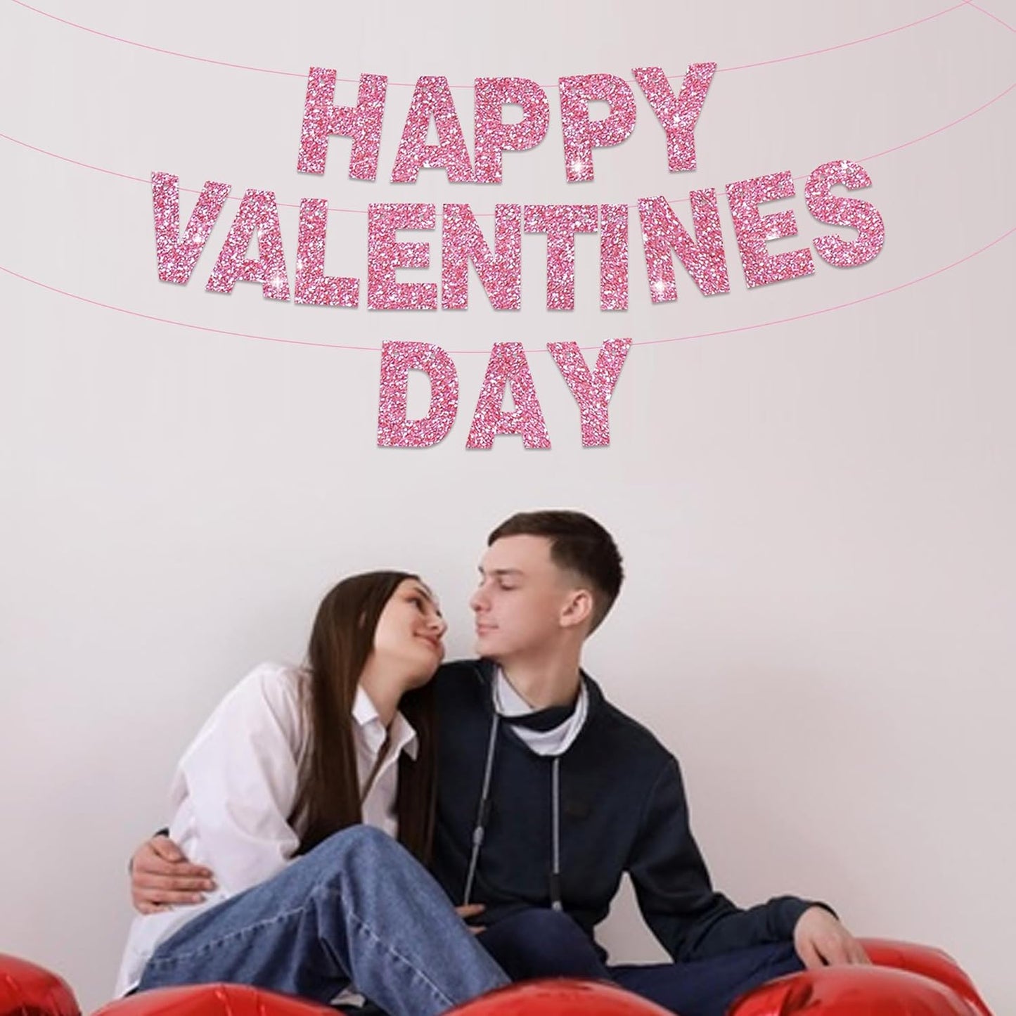 BEISHIDA 116 PCS A-Z Glitter Pink DIY Letter Banner Kit Make Your Own Banner，Including 111 Letters and Numbers 3 Rope and 2 Threading Device,Customized for Birthday Graduation Wedding Party Decor