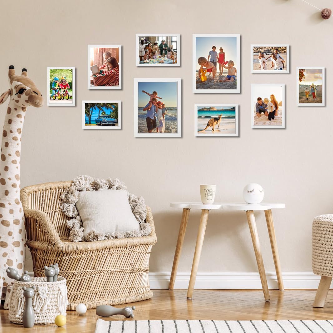 KTKDE A4 Picture Frame White Wooden Photo Frame for Certificate Poster and Photo, 8.3x11.7 Frame with Shatter Resistant Plexiglass Home Decor best gift