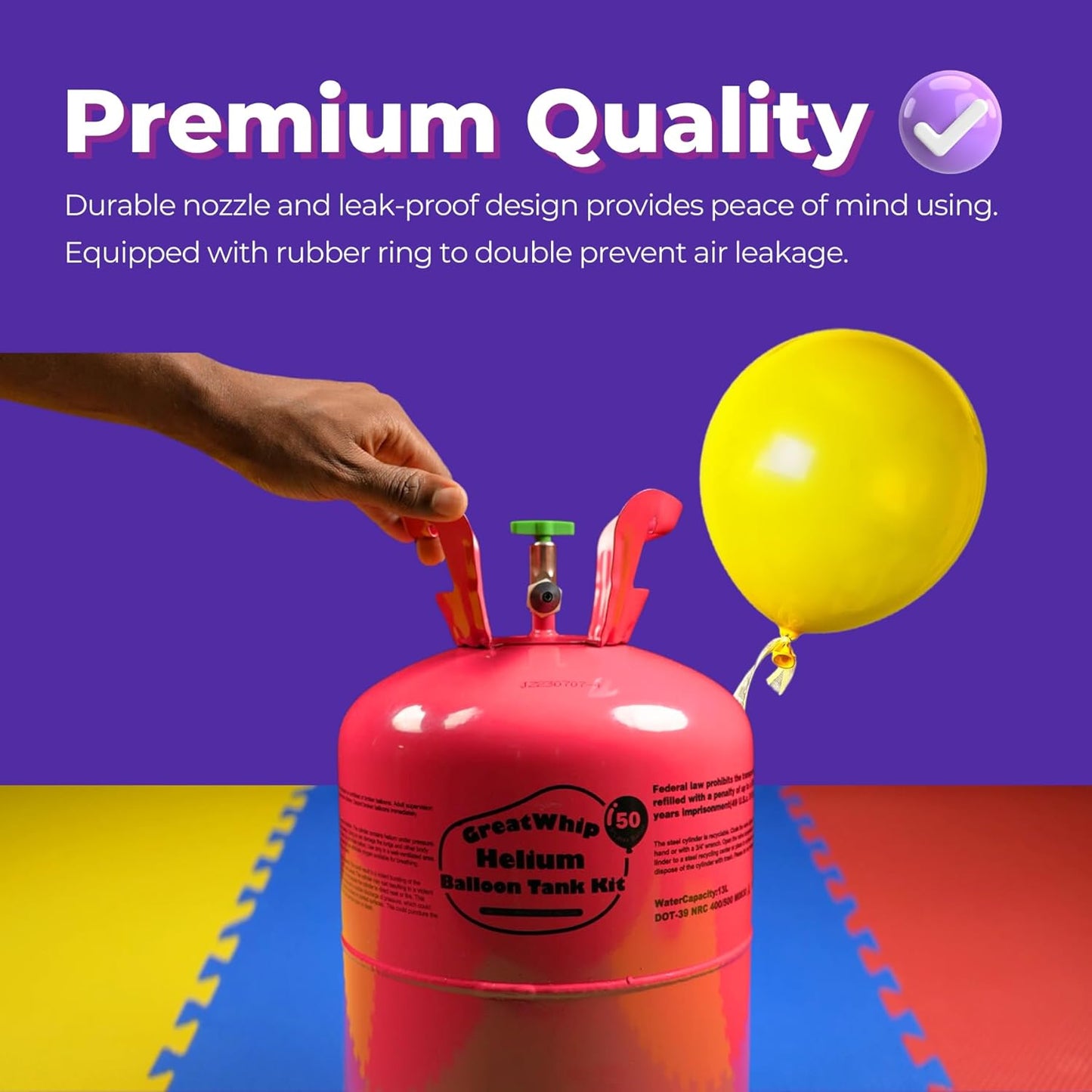 GreatWhip 13L Helium Tank Up To 50 Latex Balloons, 50 Pink Latex Balloons And Ribbons Included. (2 Boxes)