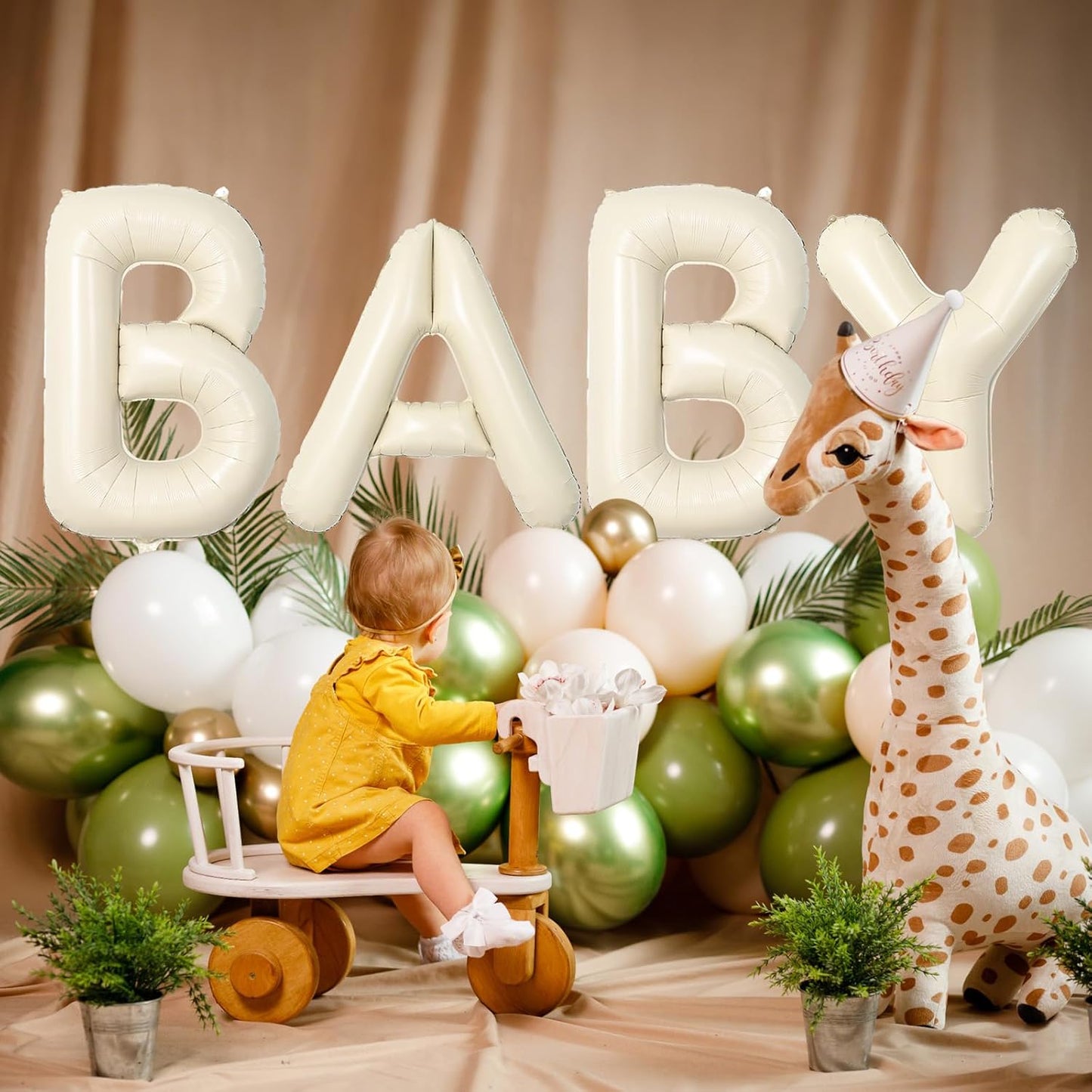 40 Inch Letter Balloons N, Big Custom A-Z Alphabet Foil Name Balloon Cream White, Self Inflating Beige Customize Helium Balloon Letters N for Women Girls Birthday New Year Baby Shower Party Decoration