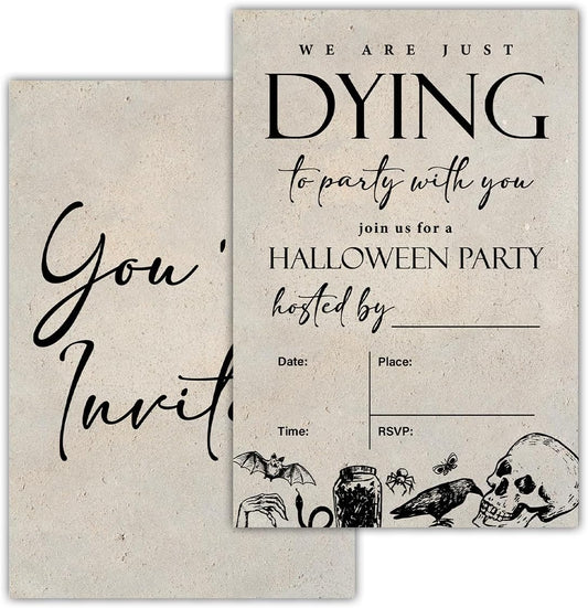 Vintage Halloween Party Invitations for Adults Skull Halloween Party Fill in Invites Cards With Envelopes (20 Count), Double Sided Design