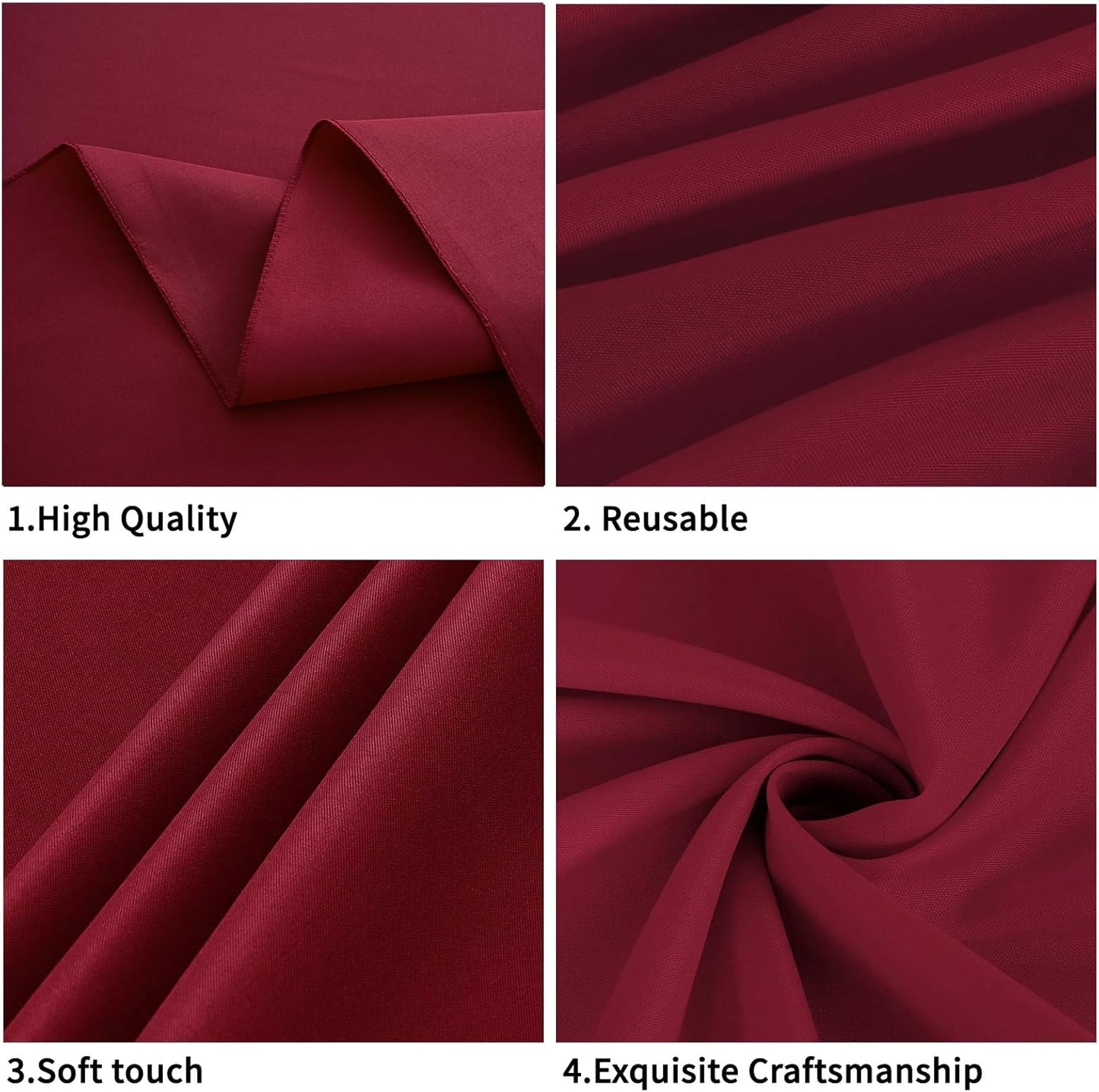 Burgundy 6 Pack Polyester Table Cloth 60 x 84 Inch, Rectangle Tablecloths for 6 Foot Tables Washable Table Cloth for Party Wedding