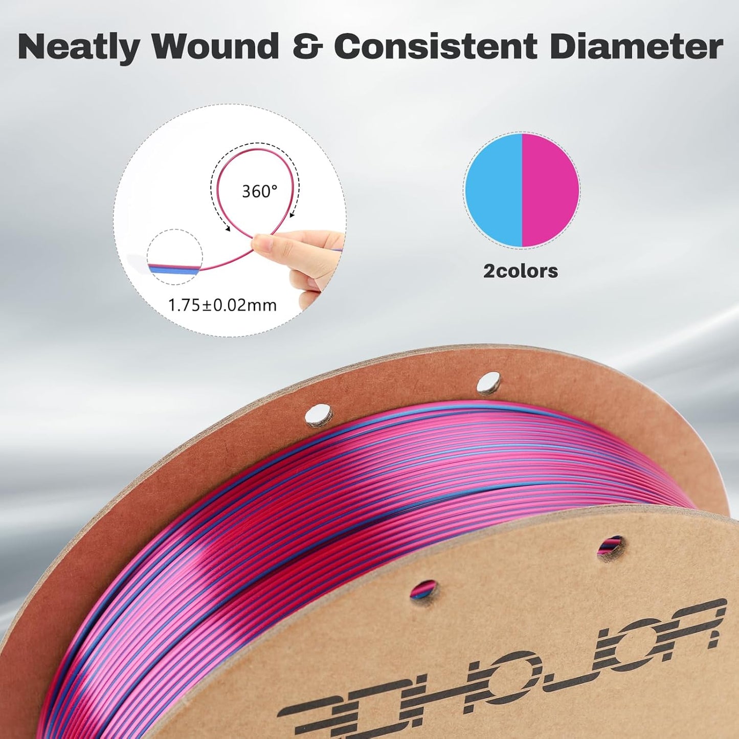 Silk PLA Filament 1.75mm Red Blue Dual Color PLA 3D Printer Filament 2 in 1 Coextrusion 1KG Spool(2.2lbs) 3D Printing Filament Dimensional Accuracy +/- 0.03mm Fits for Most FDM 3D Printers