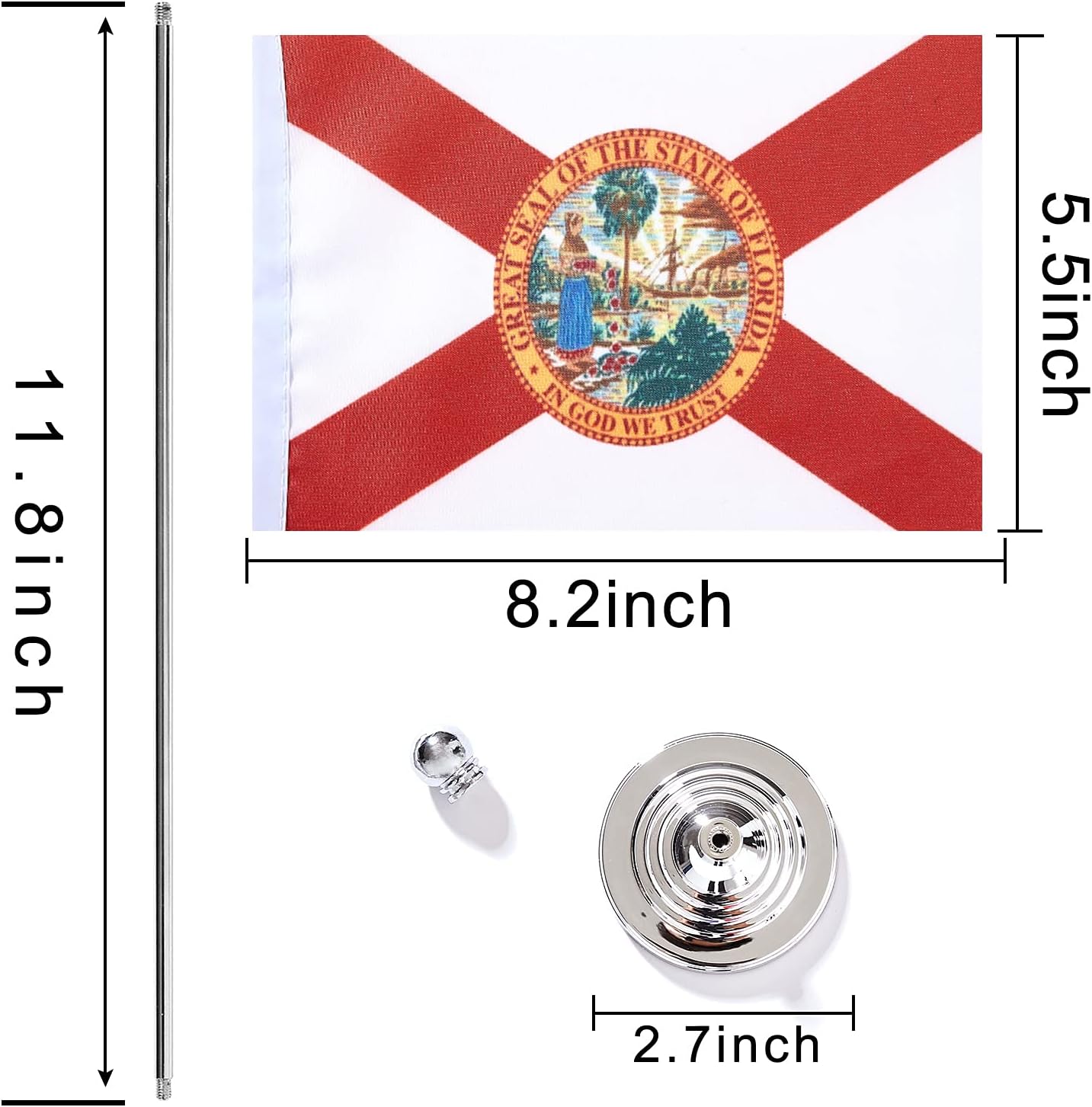 ZXvZYT 2 Pack American US Florida flag USA Florida FL State table flag,Small Mini United States Desk Flags With Stand Base,for U.S. States Party Events Celebration Decorations Supplies