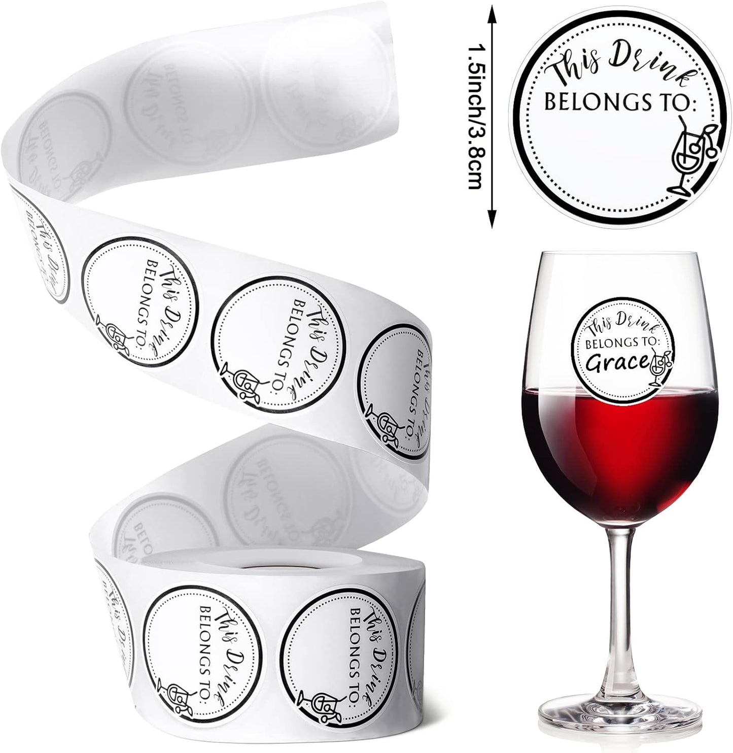 Zonon 600 Pieces Drink Stickers for Cups, Water Bottles, Blank Drink Labels This Belongs to Stickers for Wedding Reception, Birthday Party, Holiday Party, Custom Blank Cup Name Tags