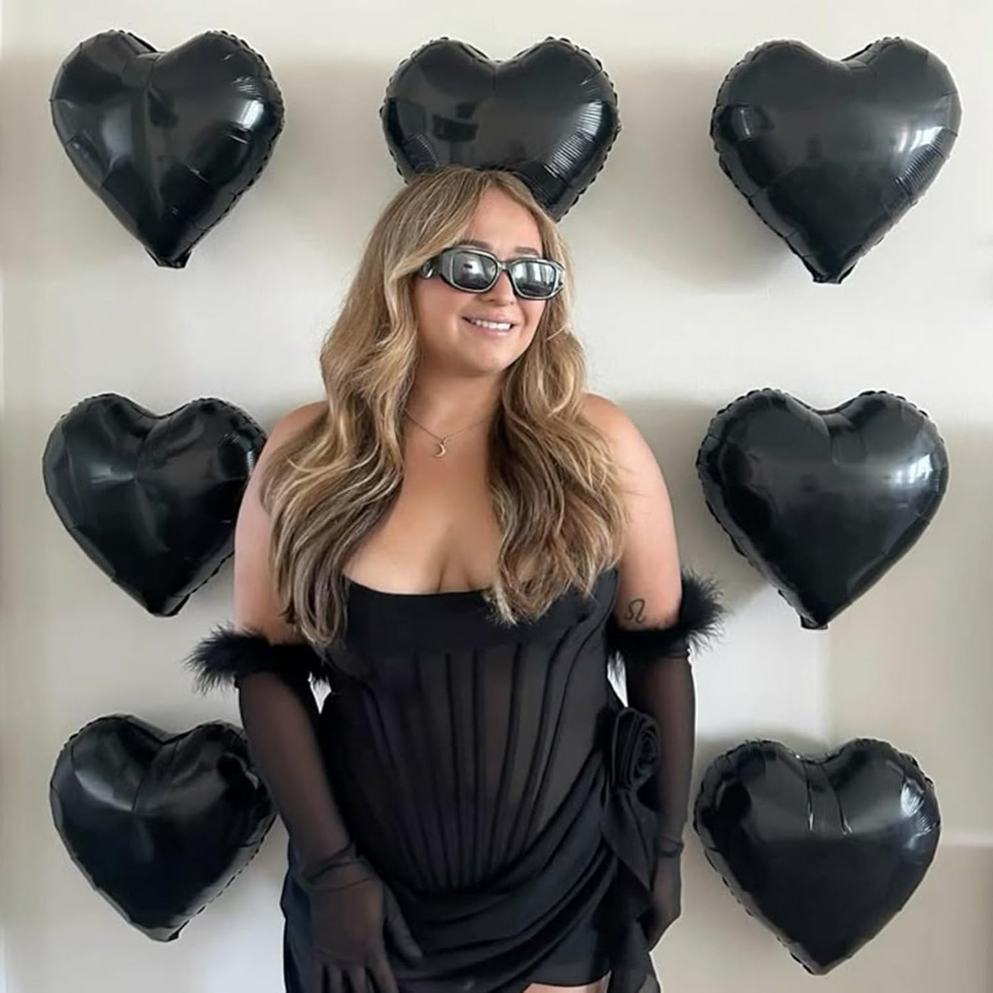 Black Heart Balloons, 18 Inch Black Heart Shape Balloon, 12PCS Large Helium Foil Romantic Balloons for Birthday Graduation Marriage Wedding Bridal Engagement Party Anniversary Decoration