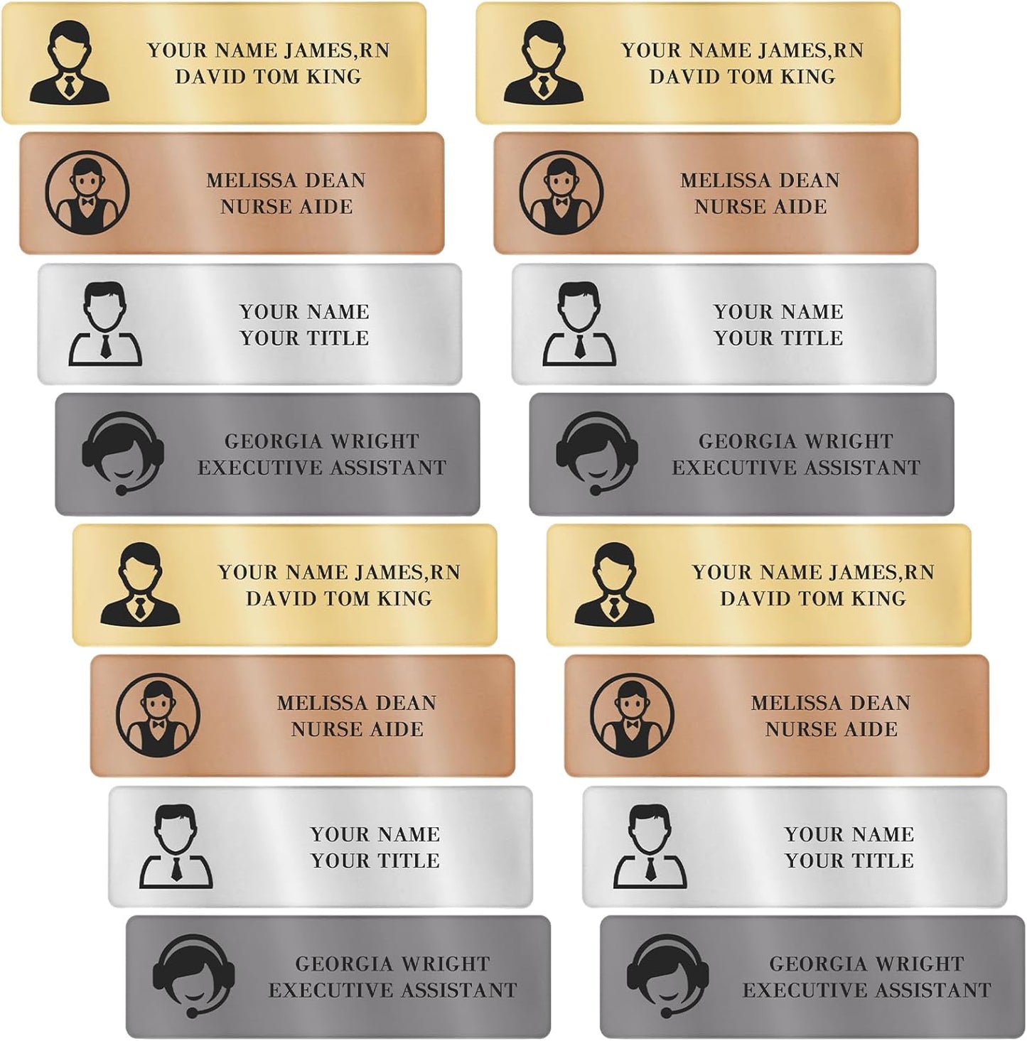 Custom Engraved Name Tags Badges with Logo Text, Personalized Identification Metal Name Tag for Classroom, Business, Office, Doctor, Teacher, Realtor (Silver)