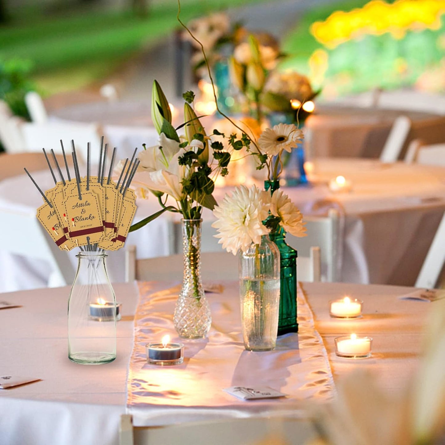 Sinseike Personalized Sparkler Tags with Match Strike Strip Wedding Favors,Custom Kraft Wedding Sparkler Tags (Personalized)