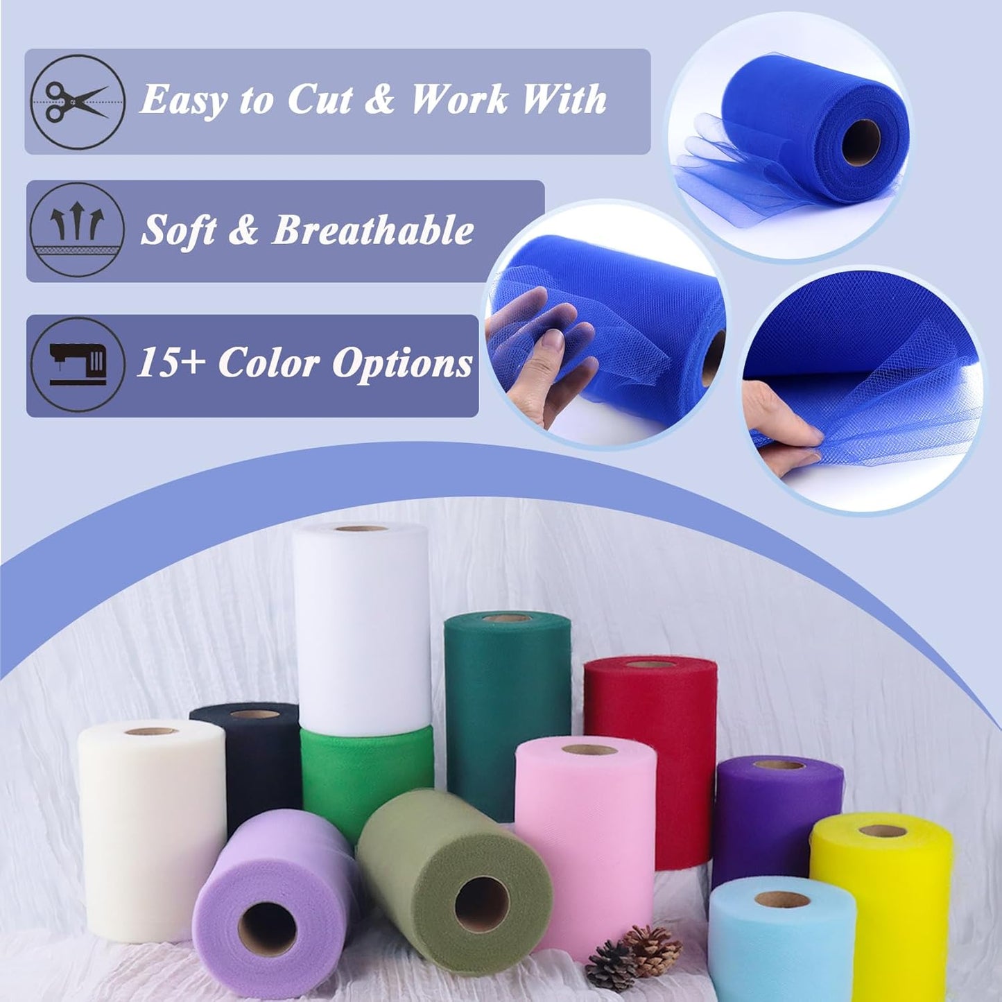 Royal Blue Tulle Fabric Roll 6" by 100 Yards (300 ft) Soft Tulle Spool for DIY Crafting Favor Supplies, Tutus, Wedding, Party Decorations, Gift Wrapping