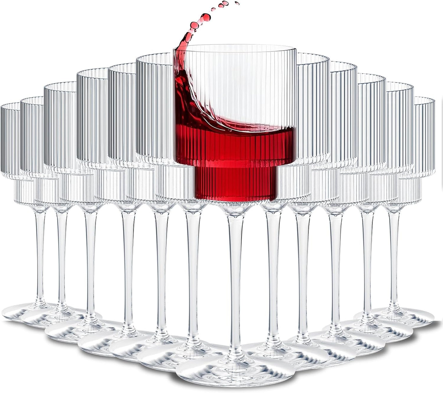 Plastic Goblets Wine Glasses - 12Oz Acrylic Wine Glasses Origami Unbreakable Clear Plastic Cocktail Glasses Recyclable Shatterproof Reusable Wine Cups for Parties & Weddings (Transparent 1)