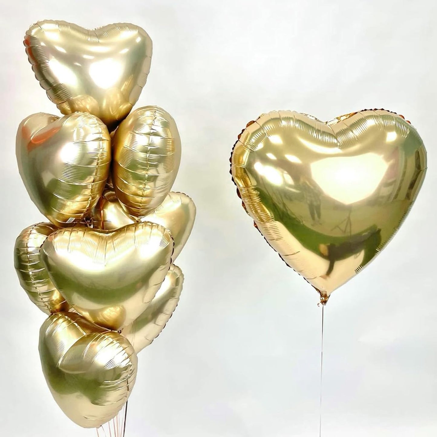 Gold Heart Balloons,12Pcs 18 Inch Metallic Gold Foil Love Heart Shaped Balloons for Birthday Party Wedding Engagement Anniversary Graduation Celebration Baby Shower Valentines Day Decorations