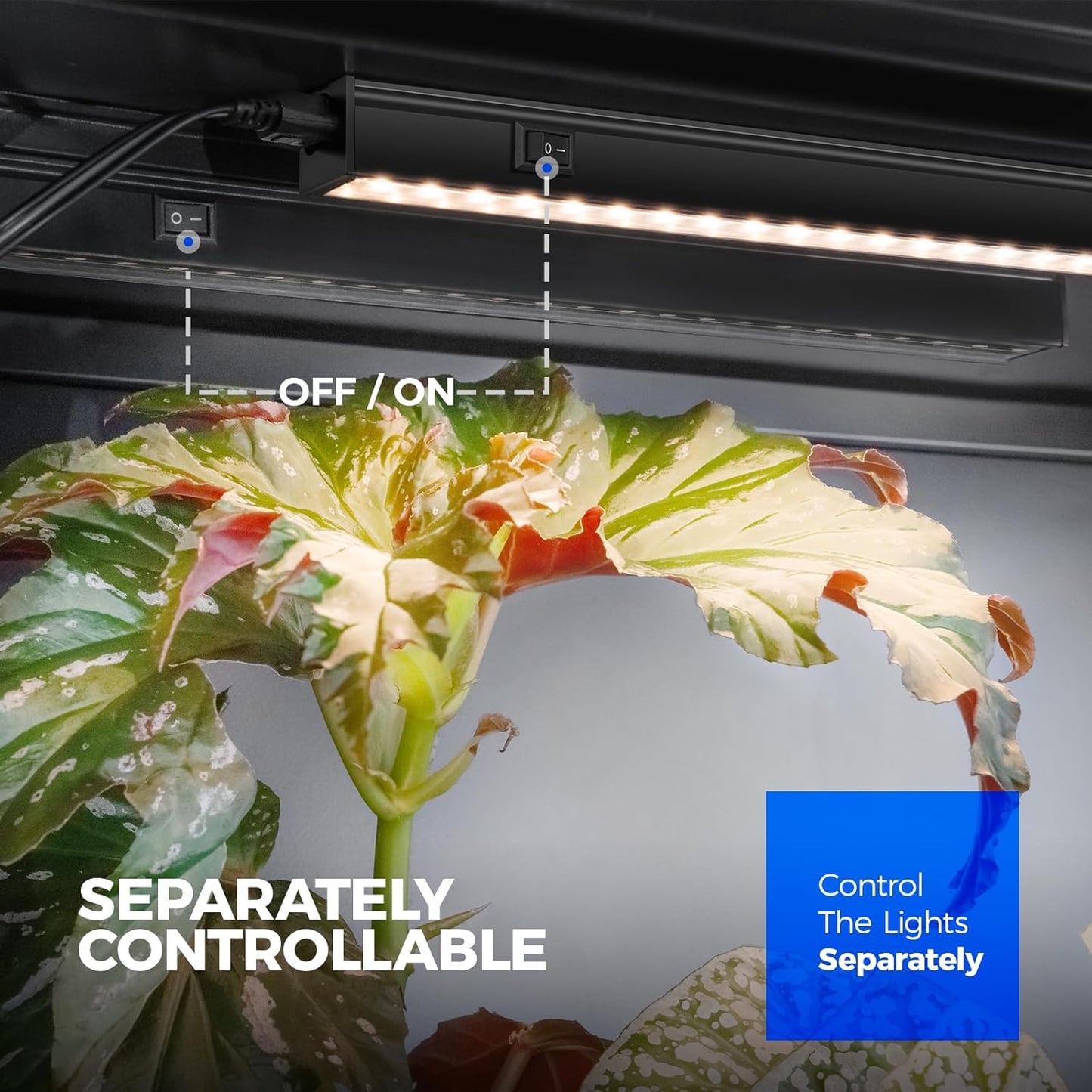 Barrina Grow Lights for Indoor Plants, Full Spectrum Sunlight, Black Cover LED Grow Light Bulbs, T5 Grow Light Strip, 1ft Plant Light for Indoor Plants Growing, 3 Mounting Modes, Yellow, 4 Packs