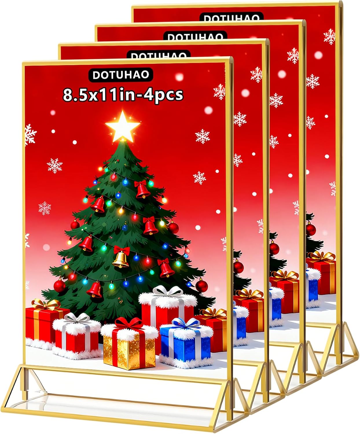 Acrylic Sign Holder, 8.5 x 11 In 4 Pack Acrylic Sign, Flyer Holder, Table Signs Holders, Flyer Stand, Double Sided Flyers Holders Table Menu Display Stand for Wedding Tables Number