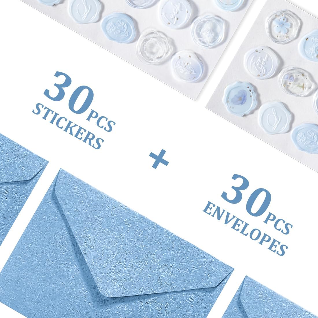 30 Pieces A6 Envelopes with 30 Seal Stickers, 6.32 x 4.45 inch Envelopes for 4 x 6 Wedding Invitation Cards, Greeting Cards, Graduation, Birthday Party Invitations, Blue.