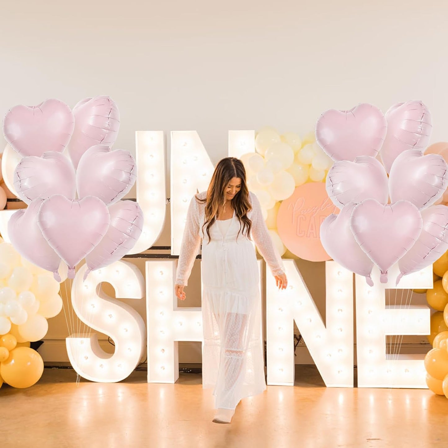 TONIFUL 15Pcs 18 Inch Baby Pink Heart Balloons Pastel Pink Heart Shape Foil Mylar Balloons Decoration for Birthday Valentine's Day Wedding Bridal Shower Anniversary Engagement Party Supplies