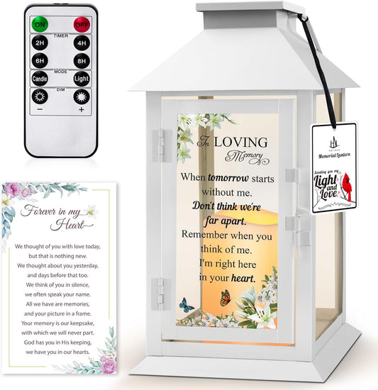 Memorial Lantern Bereavement Gifts in Memory of Loved One Memorial Gifts for Loss of Mother Loss of Father Remembrance Sympathy Gifts for Loss of Loved One with LED Candle and Remote