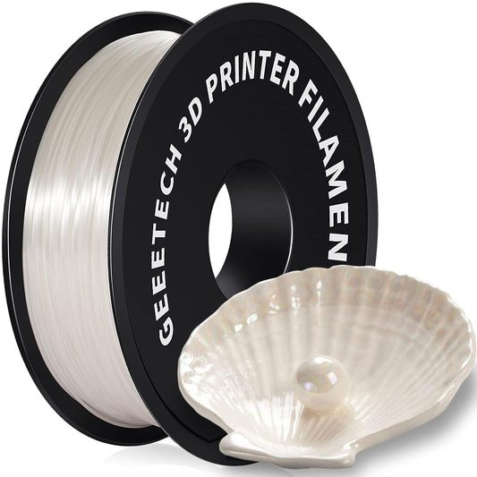 Geeetech Silk PLA Filament 1.75mm for 3D Printer, Metal-Like Shiny Consumable 1kg (2.2lbs) 1 Spool, Dimensional Accuracy +/- 0.03 mm,Metallic White