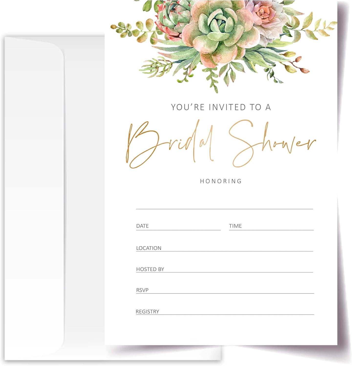 Floral Bridal Shower Invitation Cards with Envelopes Pack of 20 (4"x6") - Bridal Shower Invitations.(163)