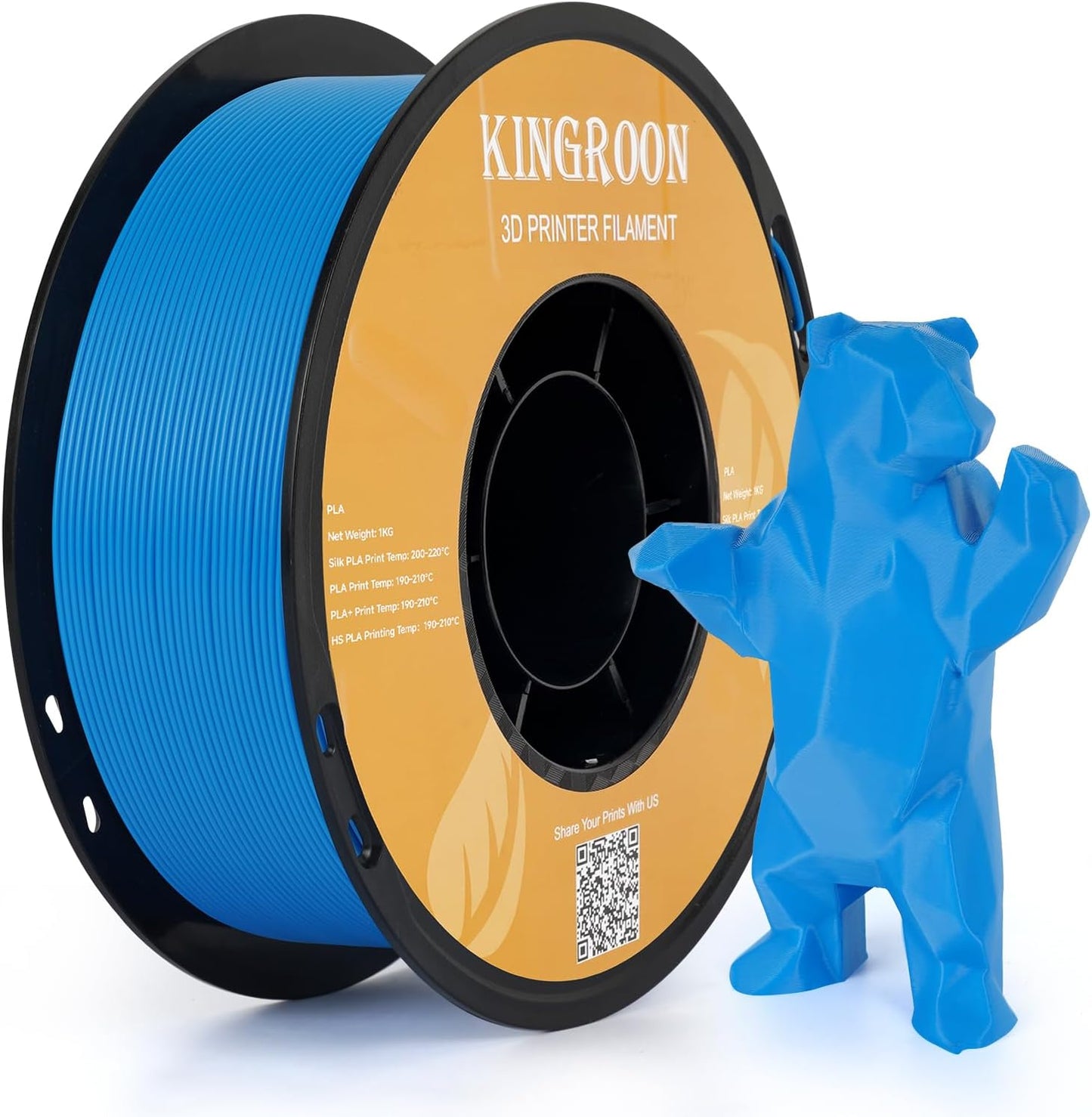 Kingroon PLA Filament 1.75mm 3D Printer Filament Blue Pla Filament 1kg Filament Dimensional Accuracy +/- 0.02mm, Fit Most FDM Printer,Light Blue