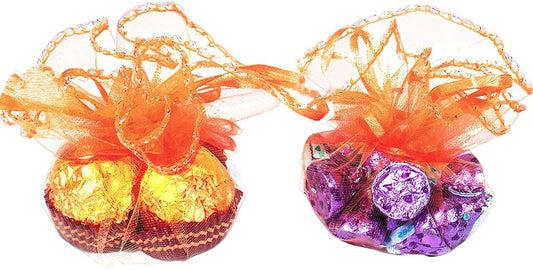 100Pcs Orange Round Organza Bags 9.8 Inch, Sheer Tulle Circles with Drawstring Halloween Candy Pouches, Wedding Party Favor Gift Bags