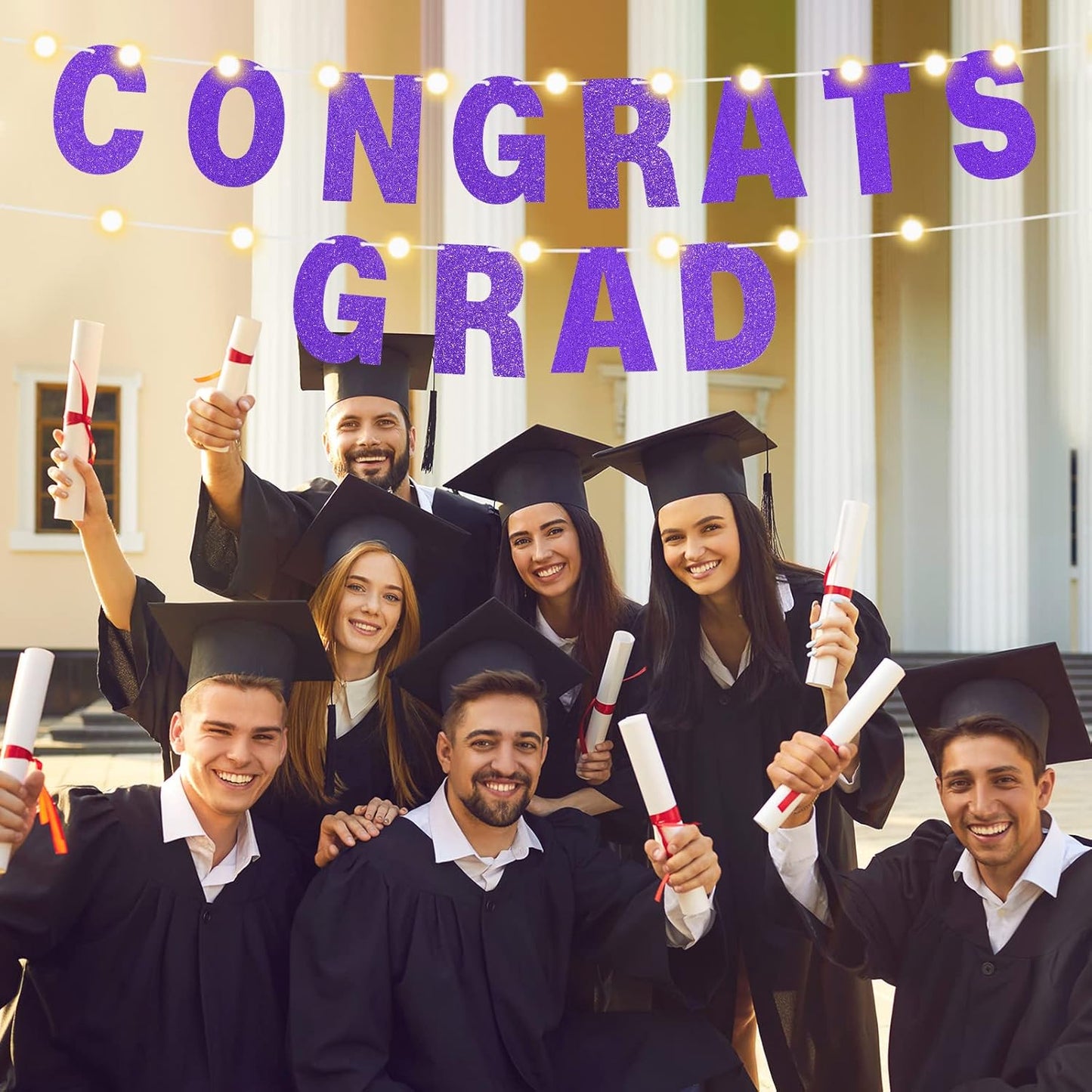 TaoBary 112 Pcs DIY Letter Kit Glitter Customizable Banner Letters Include 107 Letters and Numbers 3 Rope and 2 Needles for Birthday Halloween Christmas Wedding Valentine Party Decor(Purple)