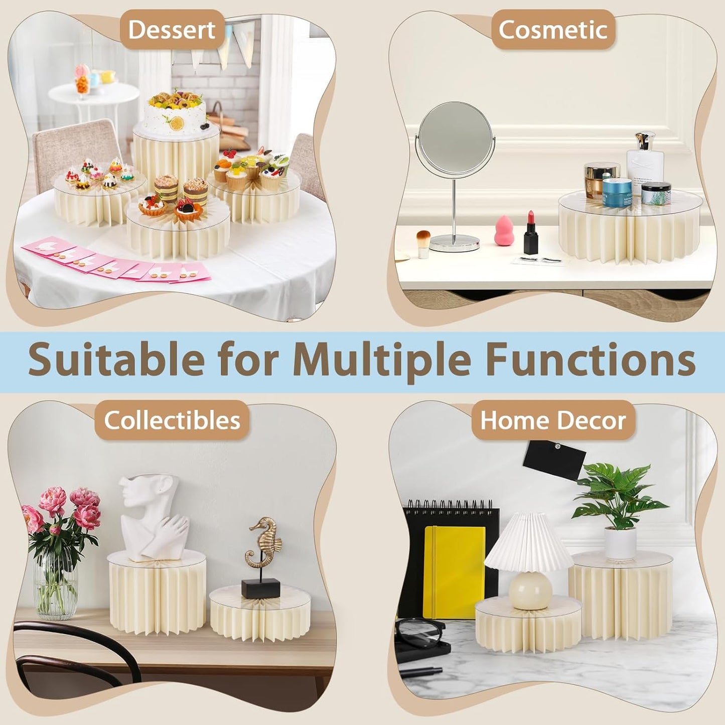 8 Pcs Buffet Risers, Food Risers for Buffet Table, White Food Display Risers for Party Buffet Risers and Stands for Show Catering Desserts, Food, Jewelry (8 Pcs)