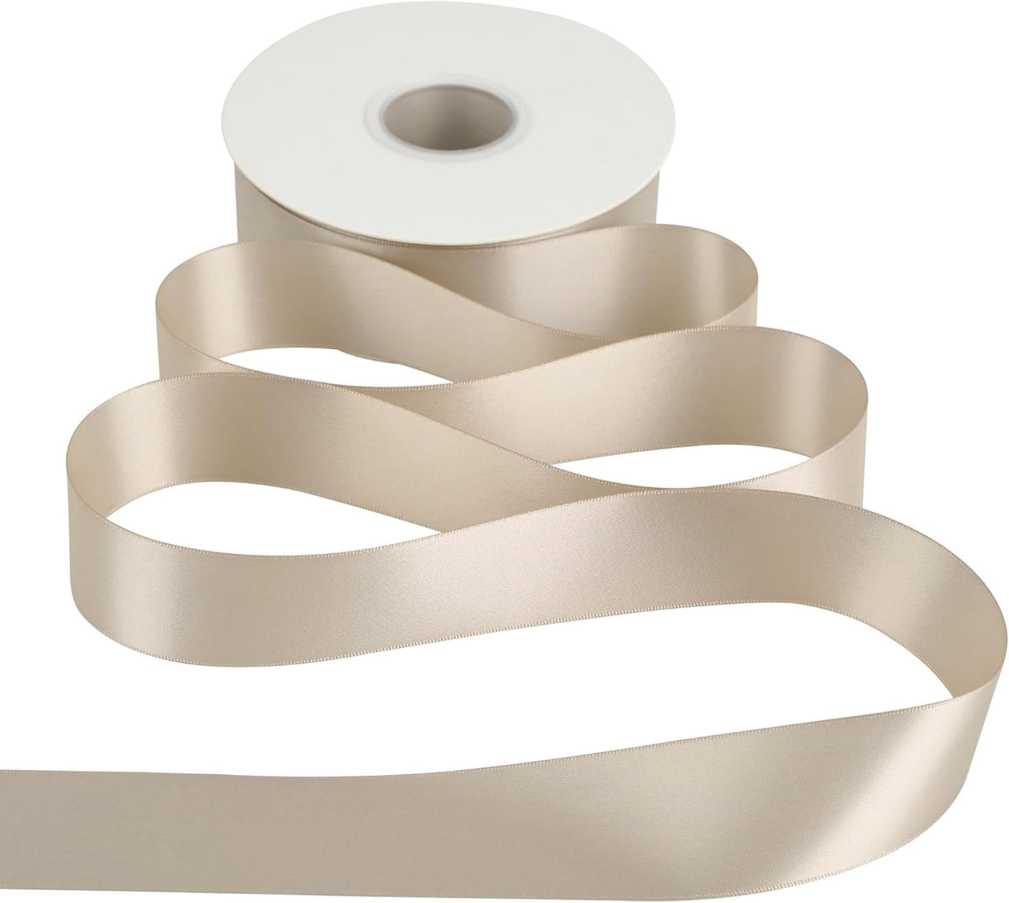 HUIHUANG Tapue Satin Ribbon 1-1/2 inch x 50 Yards Stone Color Double-Faced Satin Ribbon for Bows, Flower Bouquet, Gift Wrapping, DIY Crafts, Holiday Decor, Christmas Wedding Party Decor