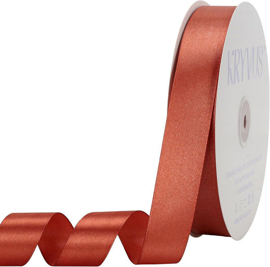 Copper Satin Ribbon 1 inch X Continuous 100 Yards, Single Face Polyester Ribbon Perfect for Gift Wrapping, Flower Bouquet, Wedding Decor, Crafts, Bow Making, Sewing and More