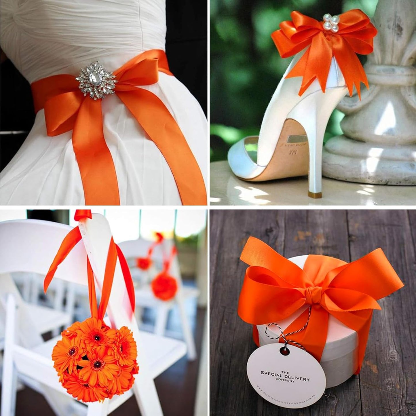 5/8" x 50 Yards Autumn Orange Satin Ribbon Single Faced Fabric Ribbons for Gift Wrapping, Crafting, Bows Making, Sewing, Wedding, Home Decor