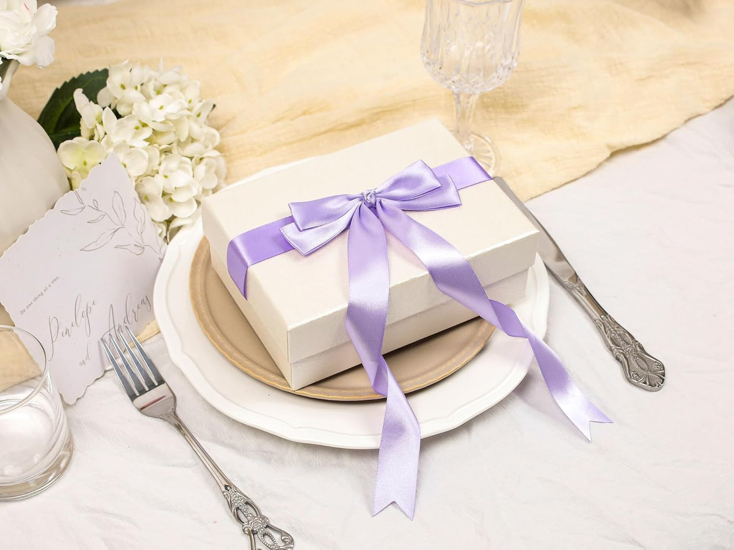 Light Purple Satin Ribbon 1 inch X Continuous 25 Yards, Single Face Polyester Ribbon Perfect for Gift Wrapping, Flower Bouquet, Wedding Decor, Crafts, Bow Making, Sewing and More