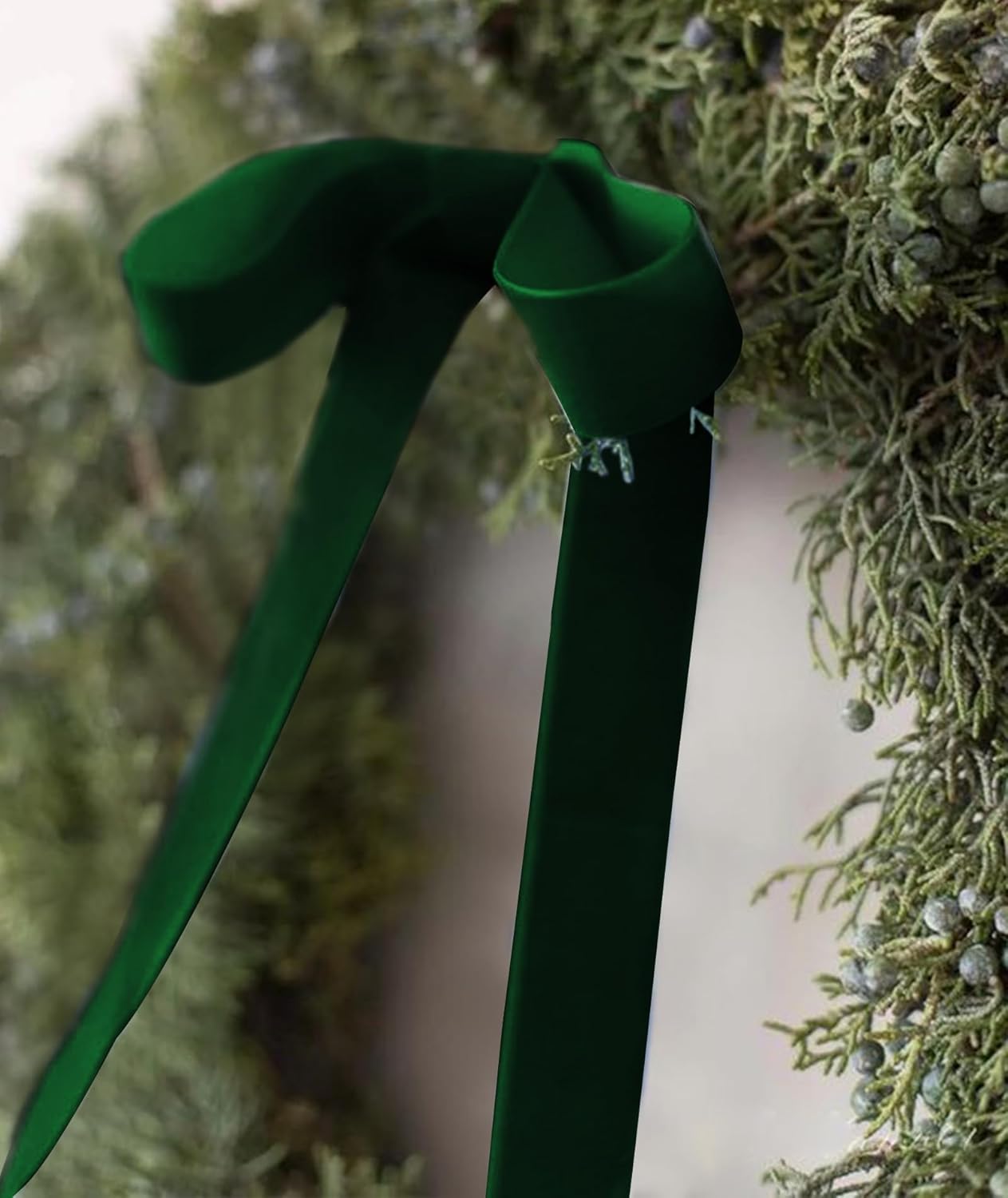 Dark Green Velvet Ribbon 1.5'' 25 Yards for Christmas Tree, Gift Wrapping, Flower Bouquet, Wreath Decorations, Bow Making