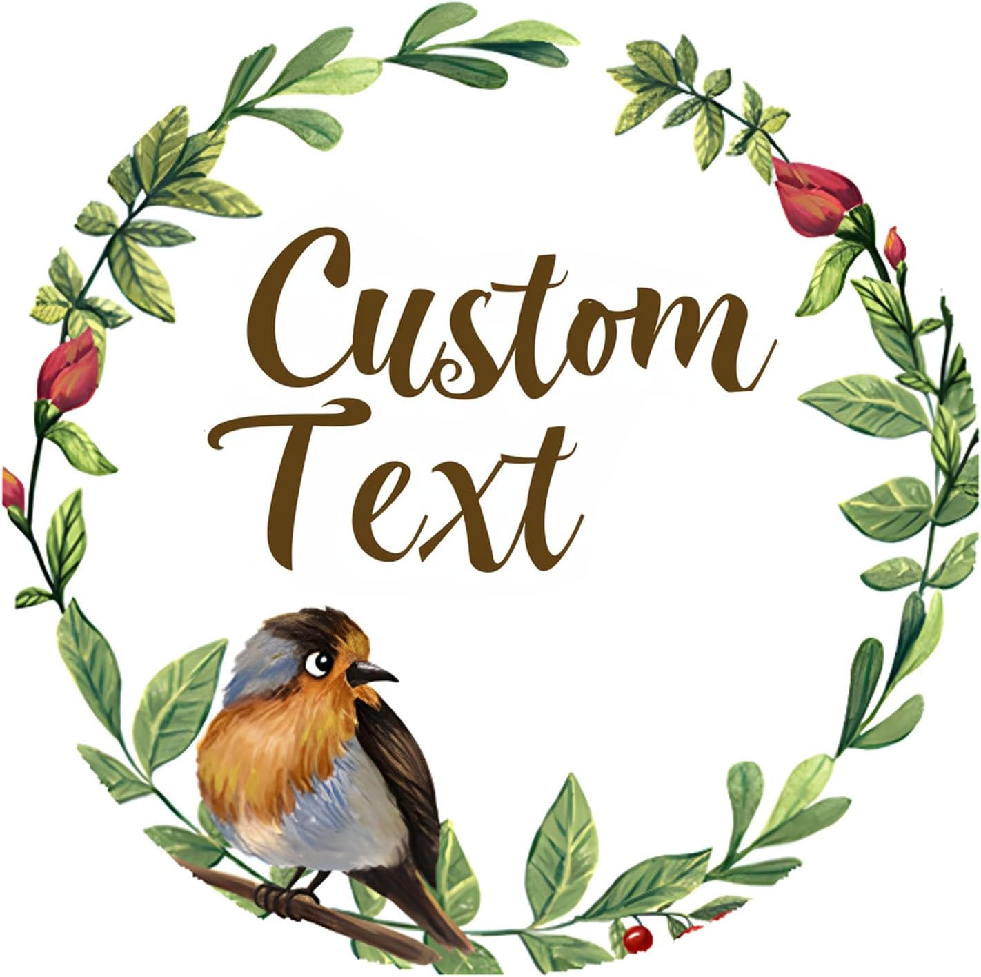 Premium Custom Stickers Labels - Personalized Stickers for Businesses Logo and Name. Birthday Pets and Label Product Boxes Wedding Favors Waterproof Labels (Wreath 3, 4 inch)