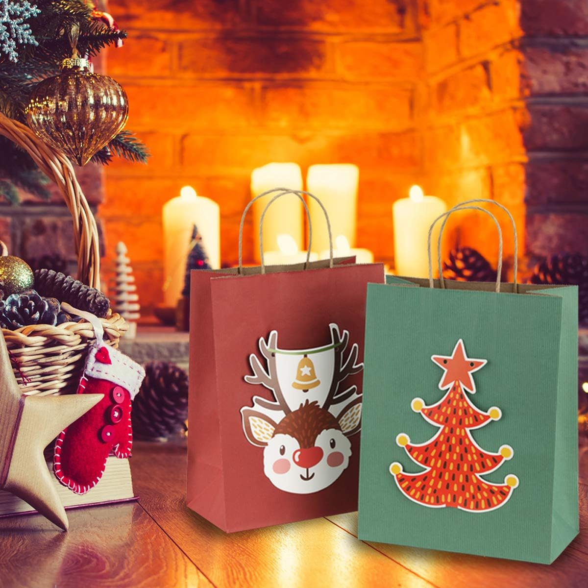 BagDream Gift Bags 8x4.25x10.5 50Pcs Red Kraft Paper Bags with Handles Bulk, for Shopping, Retail, Merchandise, Party Favor, Gifts, Business, Recycled Kraft Paper Sacks