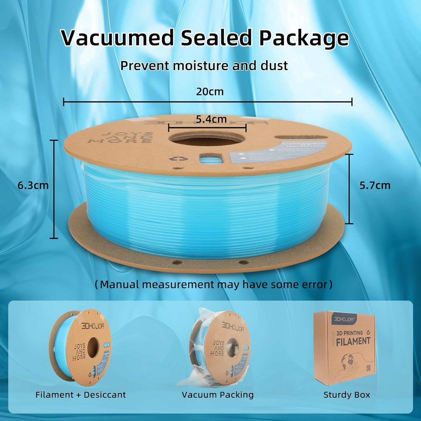 Transparent Multi Rainbow Color Gradient Change PLA 1.75mm 1KG 3D Printing Filament Crystal Rainbow PLA Clear PLA Filament with Cardboard Spool-Glacier