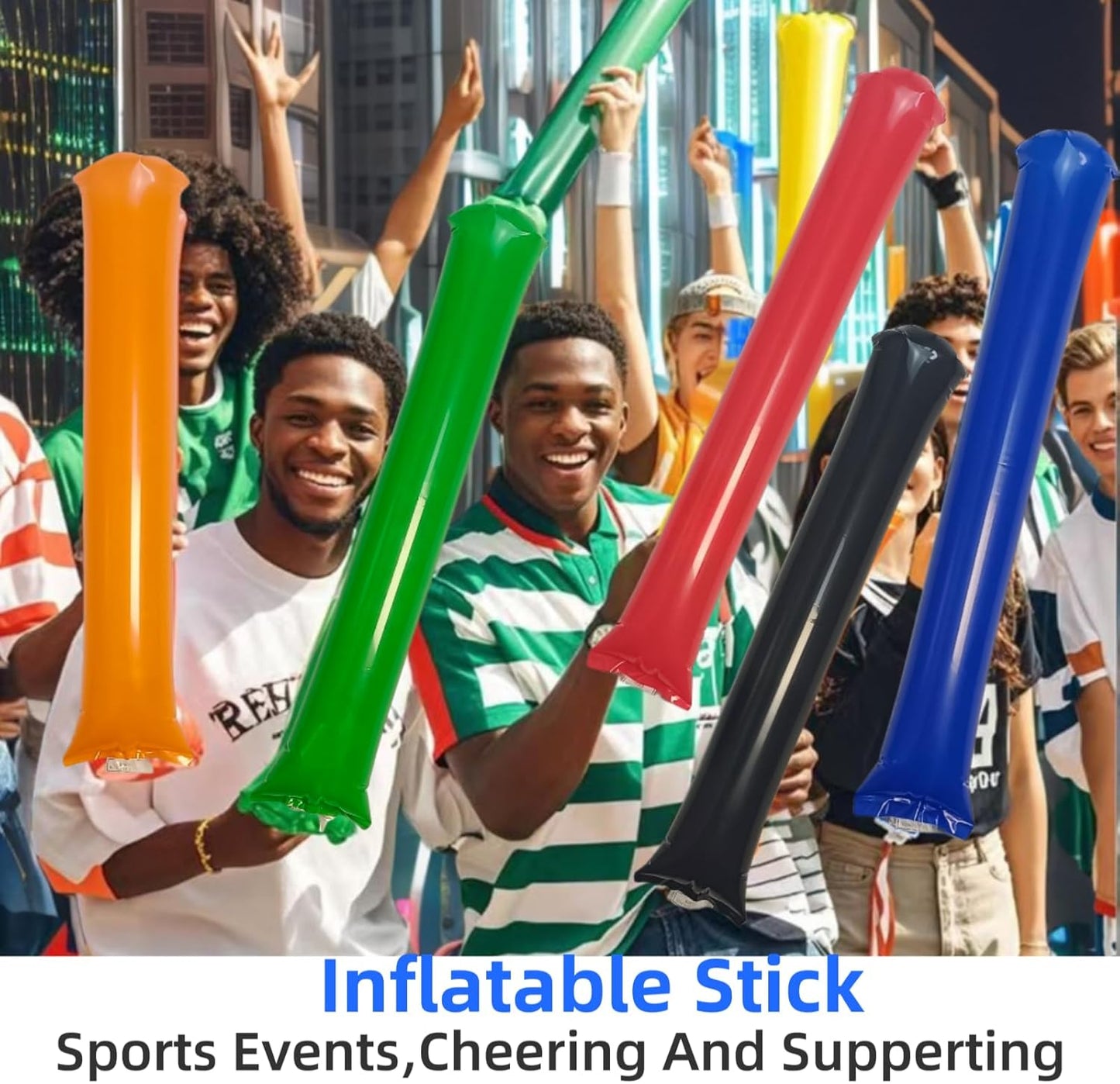 40pcs Round headTeam Spirit Boom Sticks Thunder Sticks Cheering Sticks Team Spirit Plastic Cheerleading Spirit Stick Clapper Inflatable Noise Maker Sports Supply (Black)