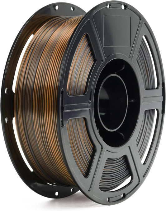 FLASHFORGE Silk Dual Color Filament, Black and Gold 2 in 1 Coextrusion Silk PLA Filament 1.75mm, 3D Printer Filament Color Change 1kg(2.2lbs) Spool, Dimensional Accuracy +/- 0.02mm