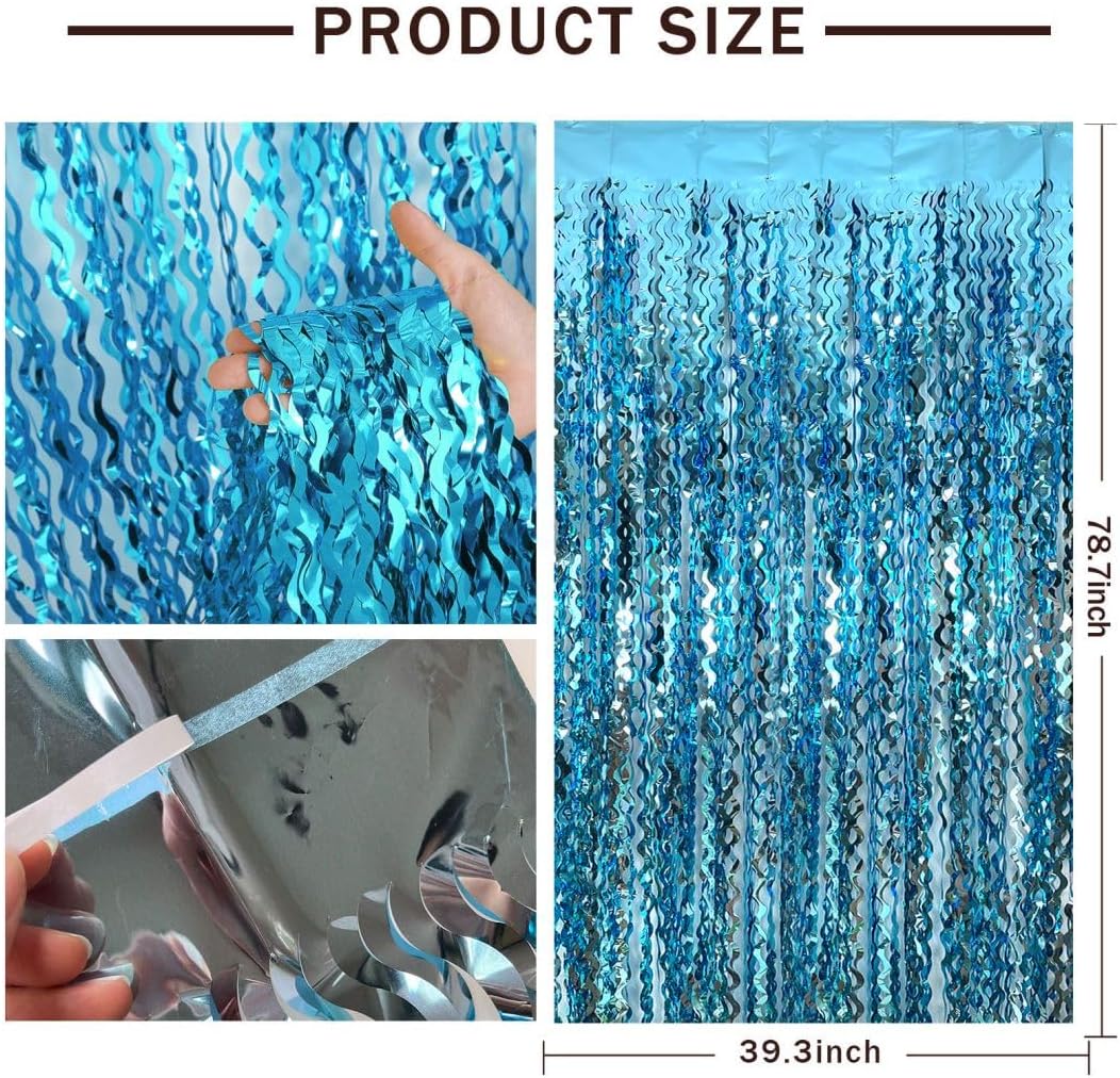 Blue Streamers Party Decorations, Blue Fringe Backdrop, Blue Birthday Decoration, Frozen Birthday Party Decorations, Ocean Party Decor, Under The Sea Party Decoration, Pool Beach Party Decorations