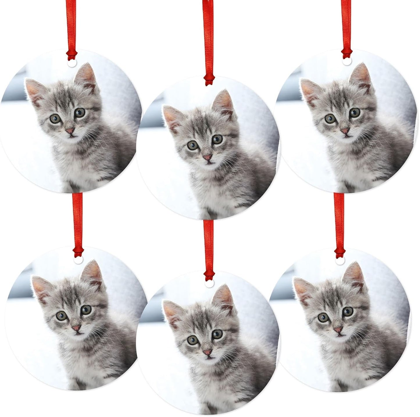 Andaz Press Bulk Photo Personalized Gift And Party Favors Collection, Metal Christmas Ornaments With Ribbon And Gift Bag, Custom Photo, 6-Pack Christmas Ornaments Bulk Custom Ornaments Bulk