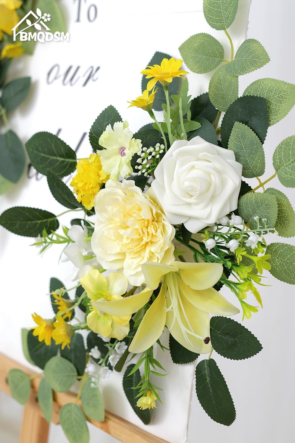 Pack of 2 Faux Flowers,Wedding Arch Flowers,Wisteria Hanging Flowers,Flower Garland Be Suited to Aisle Decorations for Wedding Ceremony(New Yellow)