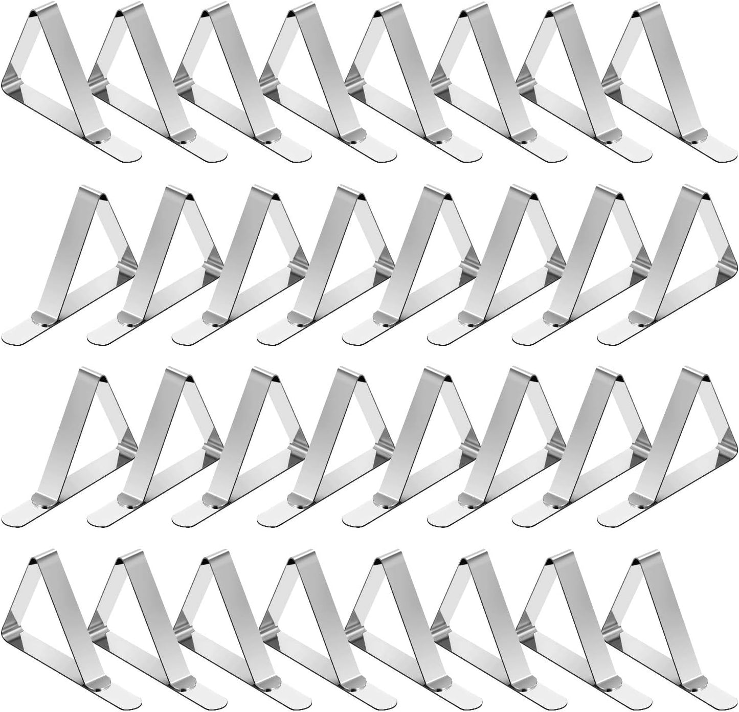 TriPole Tablecloth Clips 32 Pack Picnic Table Clips, Stainless Steel Table Cloth Holder Clips for Outdoor Tables, Metal Tables Cover Skirt Clamps for Camping Dining Wedding Graduation Party Essential