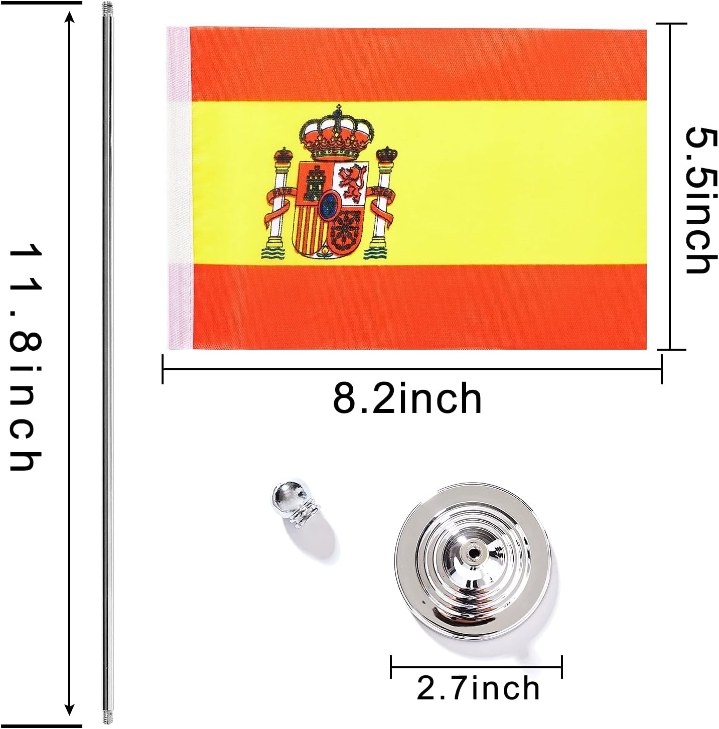 ZXvZYT 2 Pack Spain flag Spanish Table Flag Small Mini Spanish Desk Flags With Stand Base,International Festival Events Celebration Decorate,Home office Decorations
