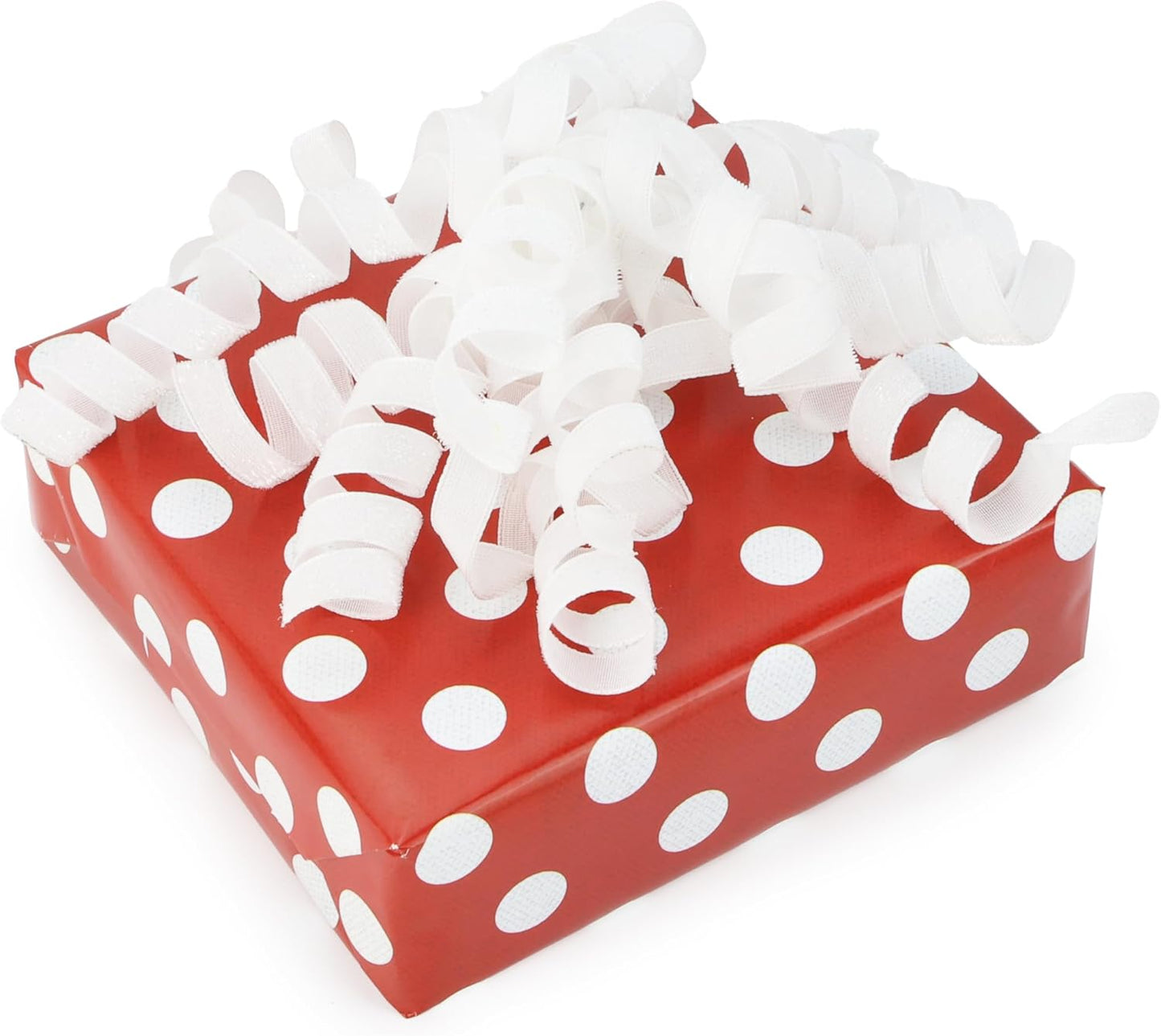 6" Metallic Glitter White Self Adhesive Curly Ribbon Gift Wrap Bows for Christmas, Holiday, Birthday, Wedding, Presents, Party Favors Decorations 6-Count