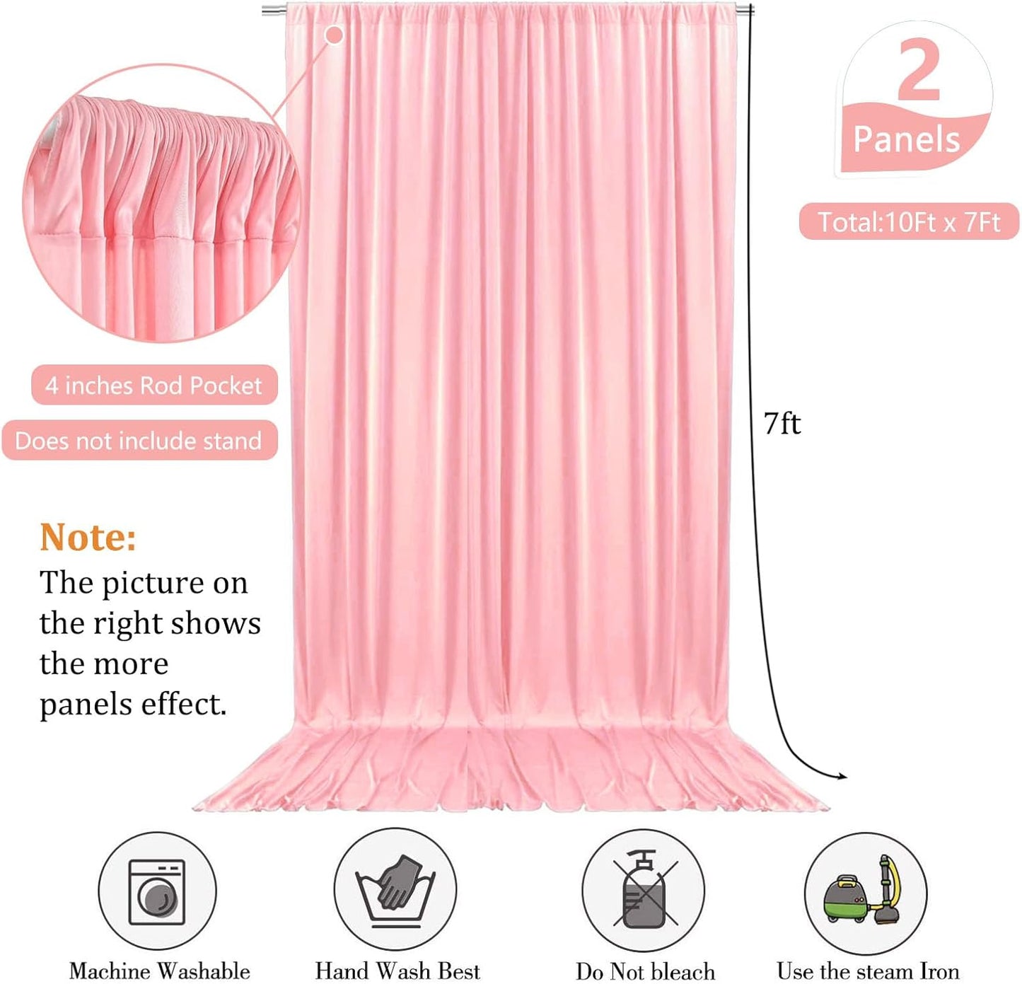 10 x 7 Feet Peachy Backdrop Curtain for Partie, Background Curtains for Photoshoot, Birthday, Wedding, Halloween, Thanksgiving, Christmas, New Year Party Decorations 5Ft x 7Ft, 2 Panels