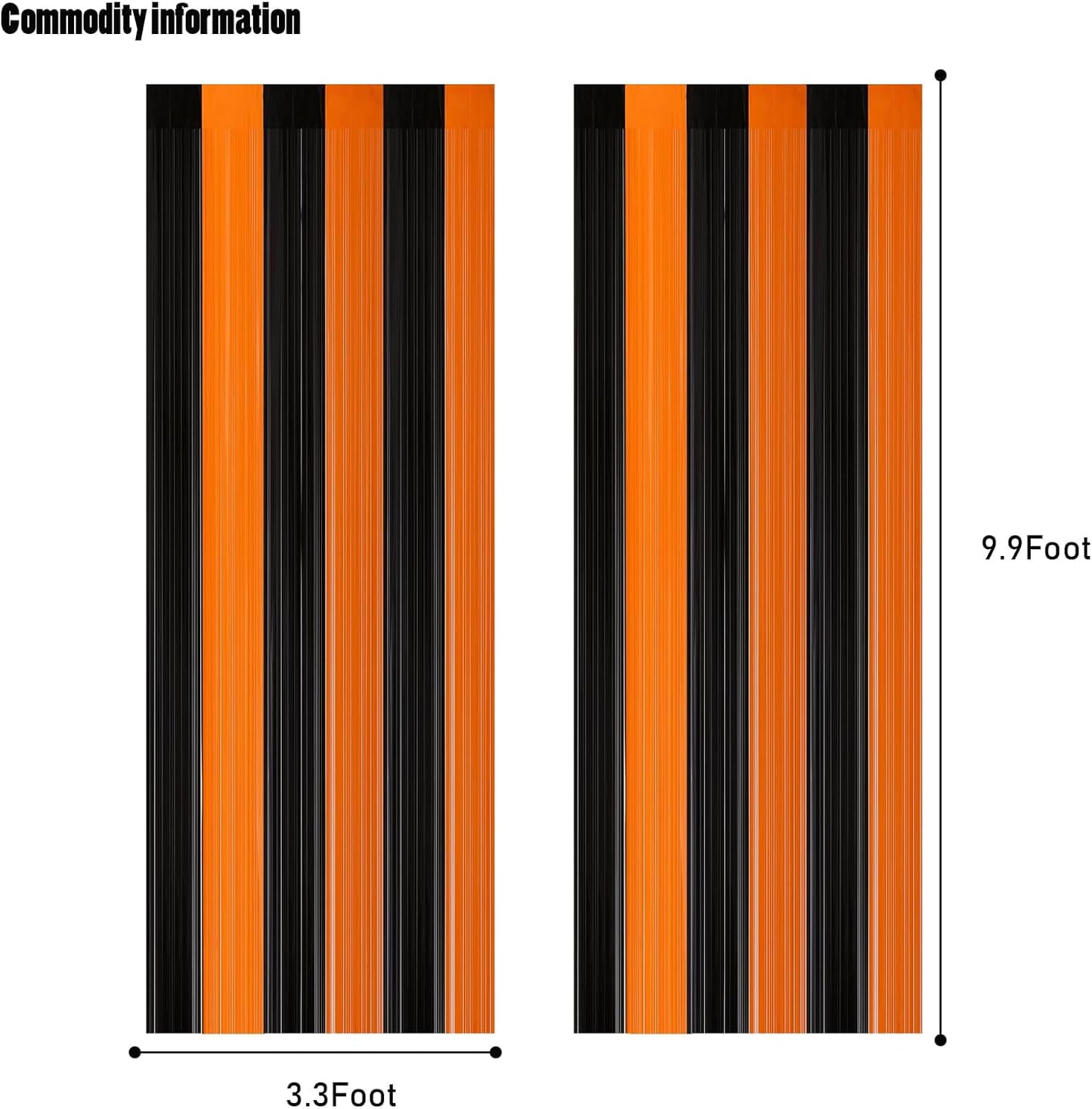 CANREVEL 2 Pack 3.3x8.2 Feet Black and Orange Foil Fringe Backdrop Curtains, Tinsel Streamers Birthday Party Decorations, Fringe Backdrop for Halloween, Bachelorette Party