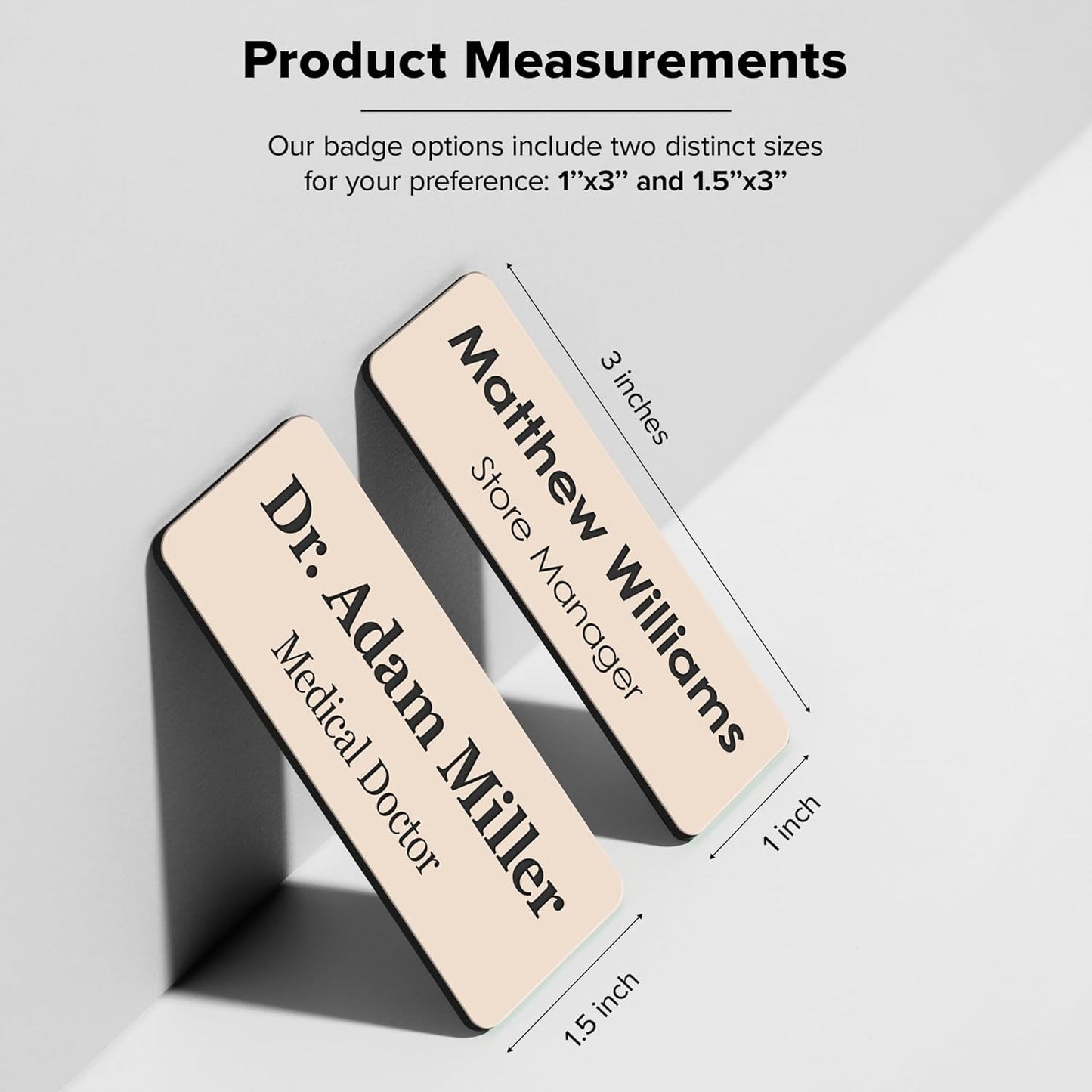 Name Tag, Magnetic Almond Black Name Tags, Personalized Name Tags, 1x3 Inches, Durable Engravable Impact Material, Made in The USA by My Sign Center