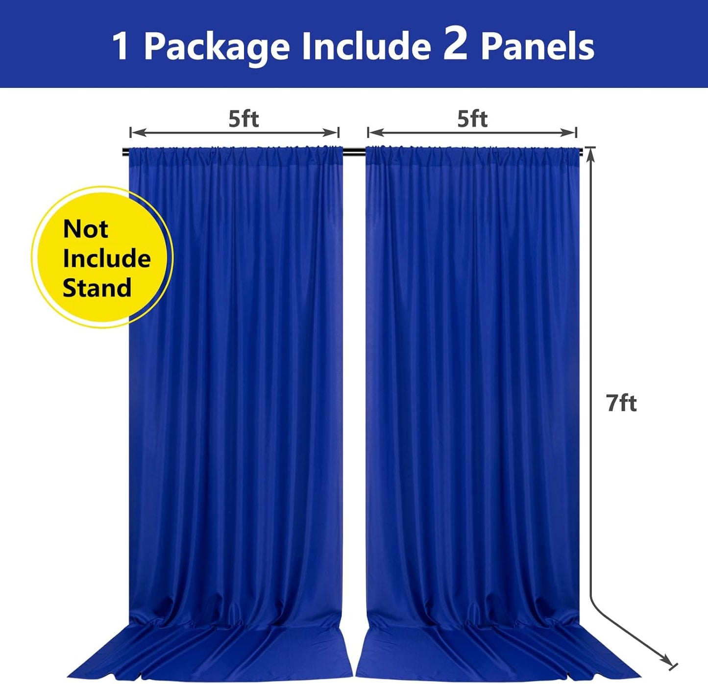 Royal Blue Backdrop Curtains for Party Stage Wedding Ceremony Light Filtering Curtains Photography Backdrop for Baby Showers Rod Pocket Home Sliding Door Decoration, 5ft x 7ft, 2 Panels