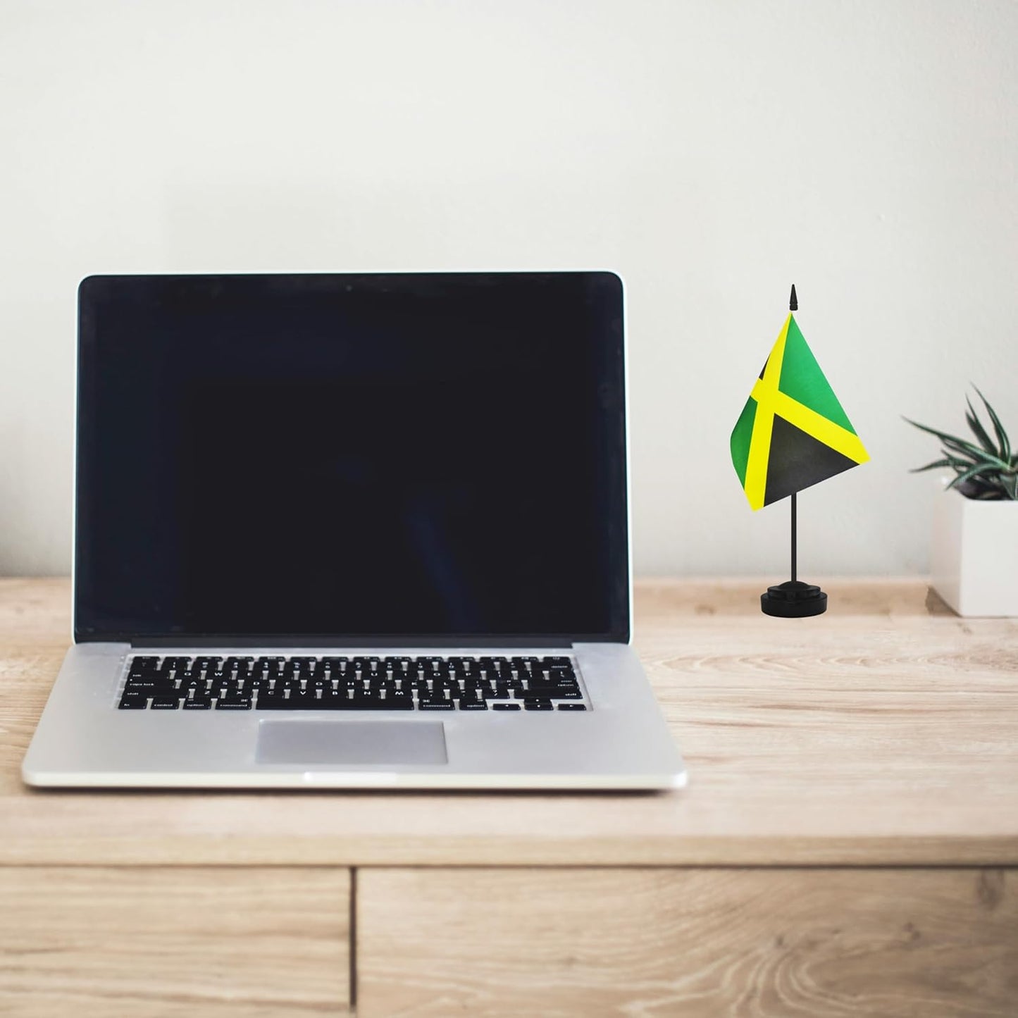 12 Pack Jamaica Desk Flags, Jamaican Desktop Flag, Small Miniature Office Flags with 12" Black Pole and Black Base, Offices, Classroom, Home, Festival Decoration (Jamaica)
