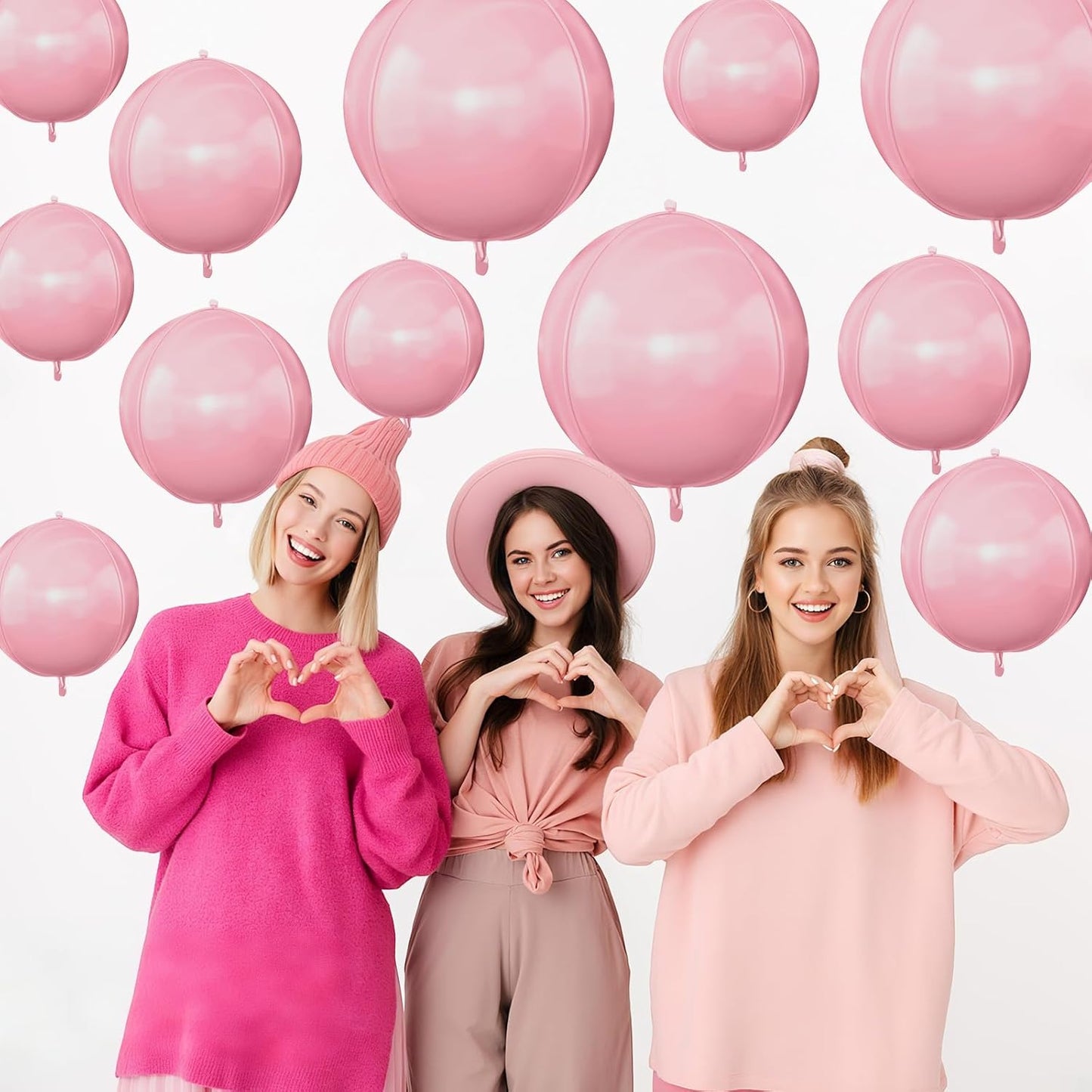12Pcs Baby Pink Round Foil Balloons, 22" 15" 10" 4D Helium Light Pink Mylar Balloon, Pastel Pink Foil Balloon for Princess Birthday Baby Shower Wedding Anniversary Valentine's Day Party Decoration